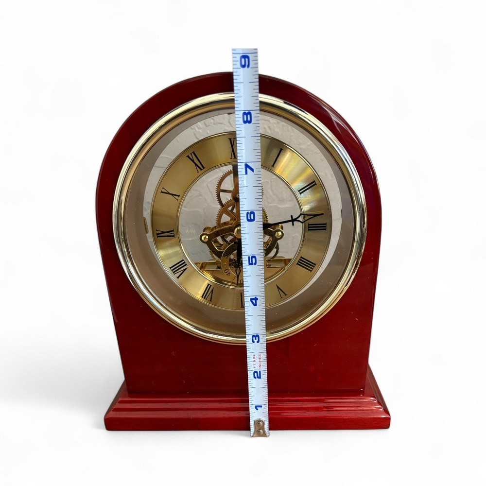 Plymouth Series Rosewood Desk Clock Roman Numerals Skeleton Movement - Picture 3 of 9